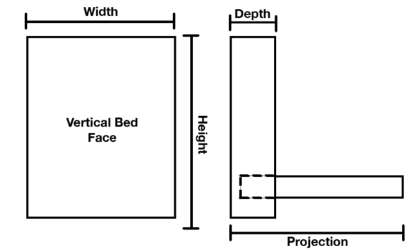 santa barbara murphy bed dimensions diagram